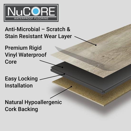 Ludlow Waterproof Rigid Core Luxury Vinyl Plank - Cork Pad
