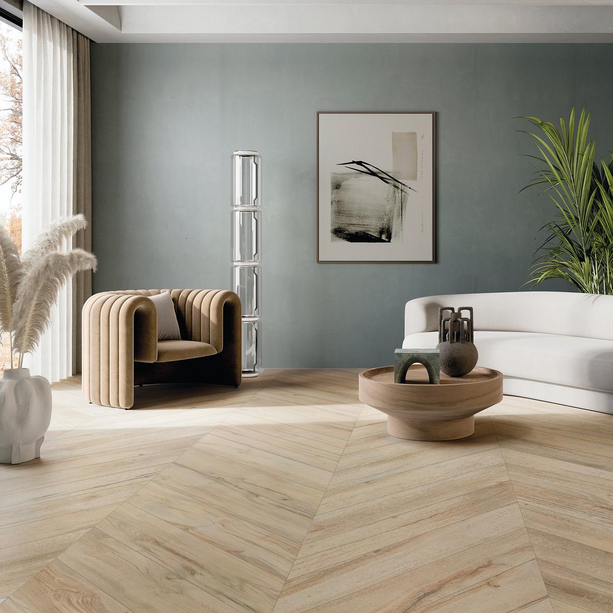 Canterbury Chestnut Chevron Wood Plank Matte Porcelain Tile