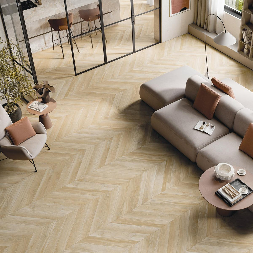 Canterbury Chestnut Chevron Wood Plank Matte Porcelain Tile