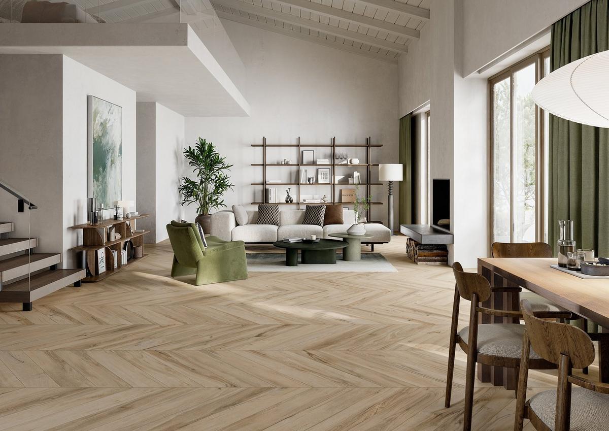 Canterbury Chestnut Chevron Wood Plank Matte Porcelain Tile